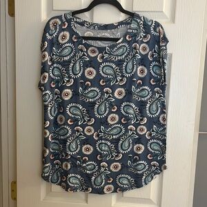 LOFT Black and Gray Relaxed Blouse